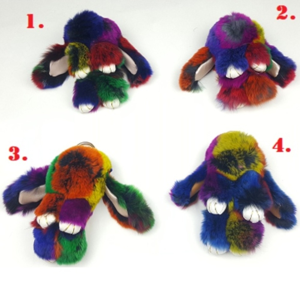 Purse Charm Faux Fur Rabbit Pendant colorful